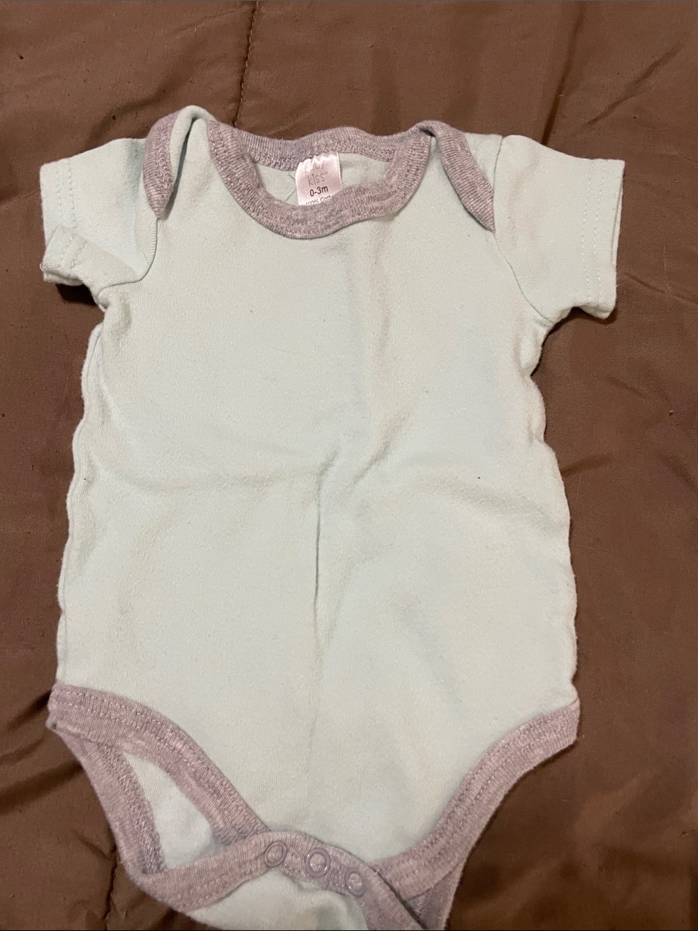 Mint Short-Sleeve Baby One-Piece with Heather Trim
